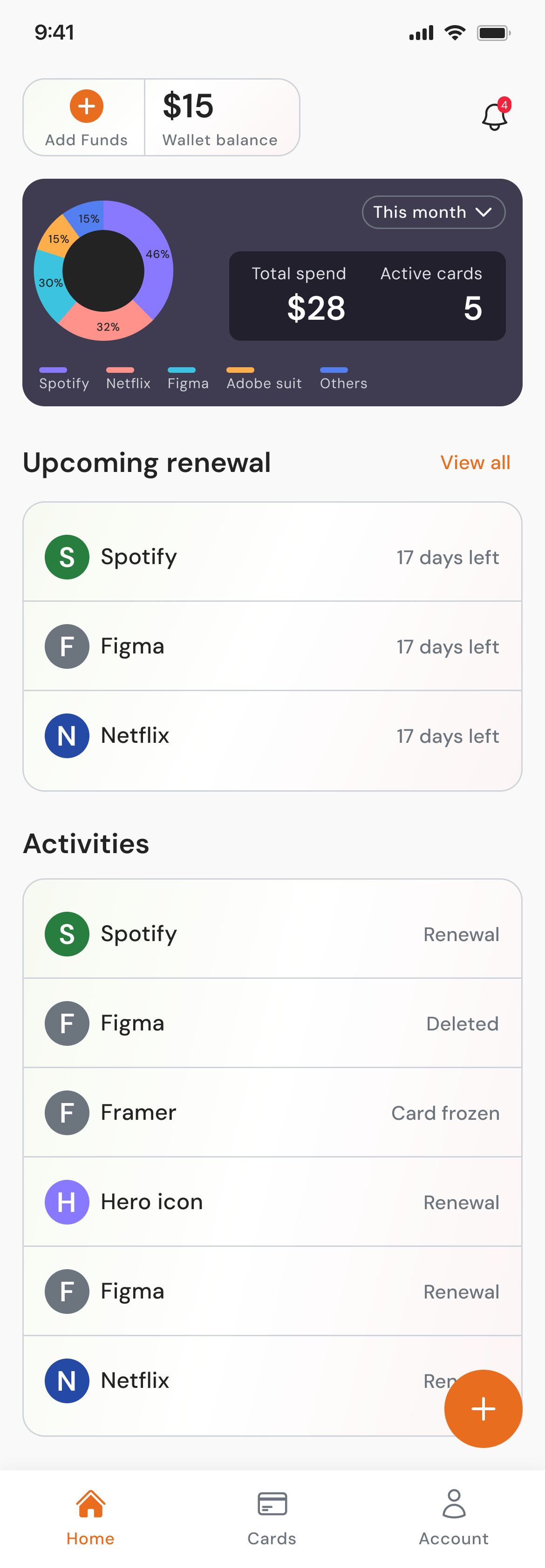 Subsecute home screen